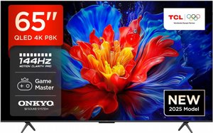 טלוויזיה 65 אינץ TCL 65P8K QLED 144Hz 4K SMART Android AI TV טלוויזיה 65 אינץ TCL 65P8K QLED 144Hz 4K SMART Android AI TV