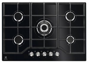 כיריים גז 5 להבות זכוכית שחורה אלקטרולוקס Electrolux KGG7536K כיריים גז 5 להבות זכוכית שחורה אלקטרולוקס Electrolux KGG7536K
