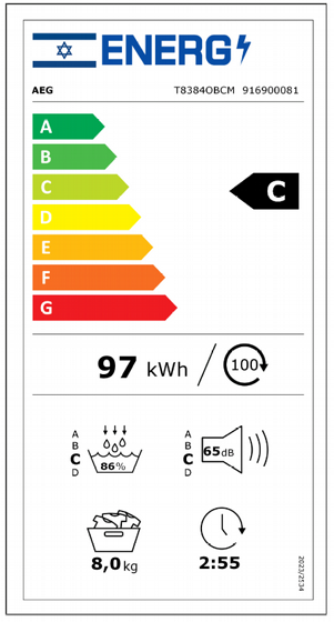 ����� ����� 8 ��"� (����� ���) AEG T8384OBCM Heat Pump